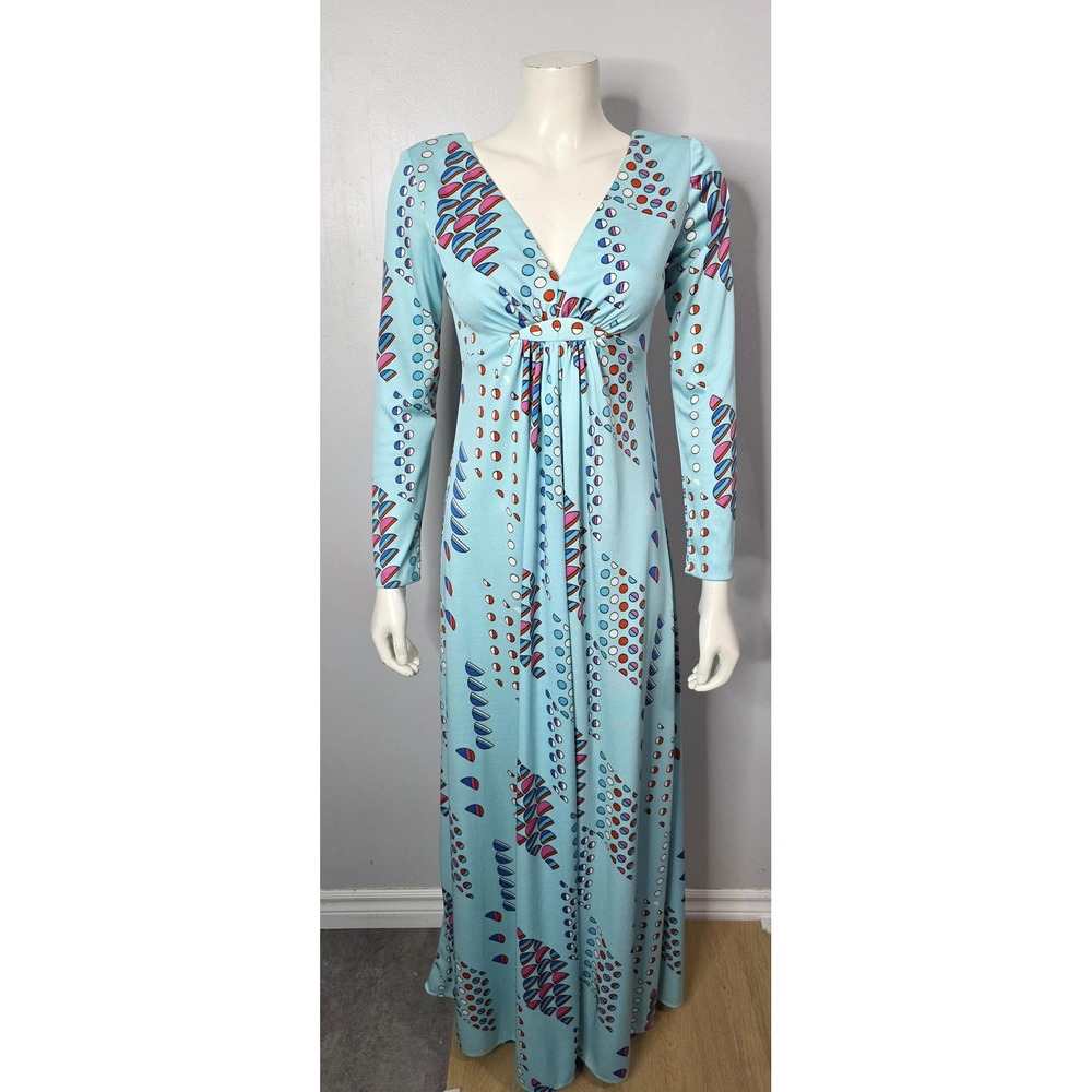 Vintage 1970s MOD Circle Print Maxi Dress